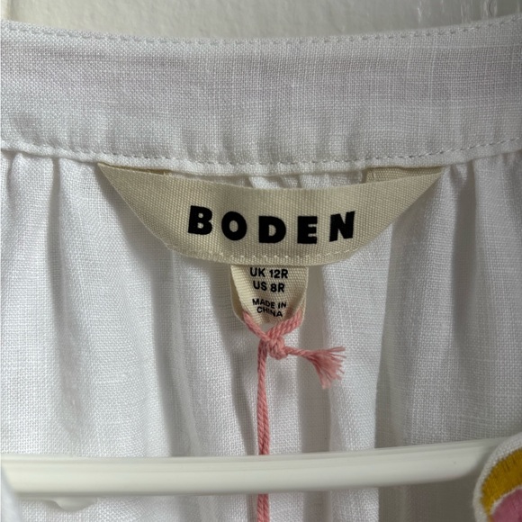 Boden Una embroidered White Maxi Dress 100% Linen - Picture 3 of 16